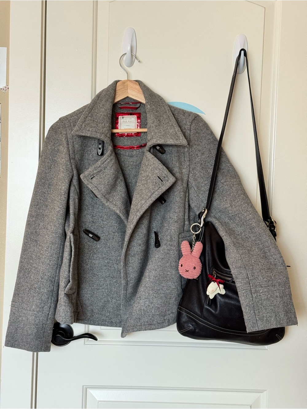 Old Navy Grey Wool Double-Breasted Peacoat